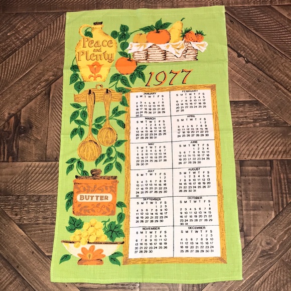 1977 Linen Calendar Towel - Picture 1 of 3